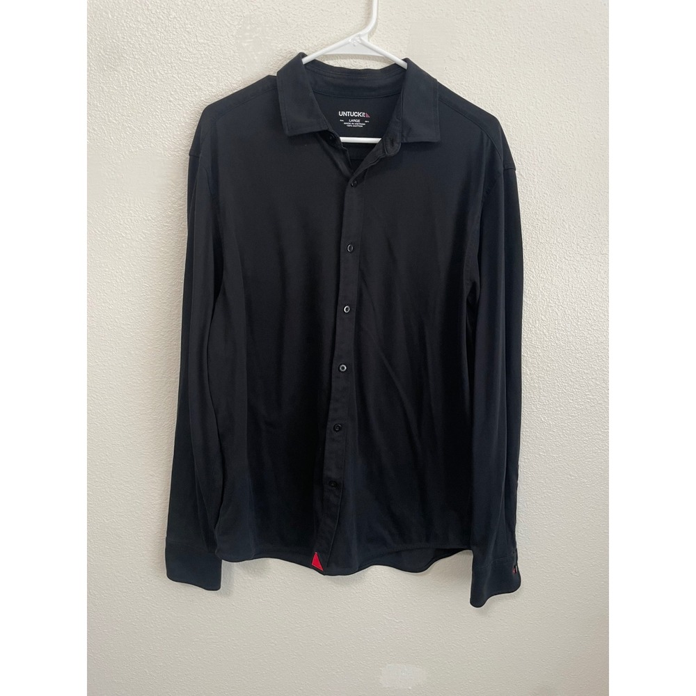 UNTUCKit Button Down Shirt Mens Large Black Good Long Sleeve Cotton Regular Fit